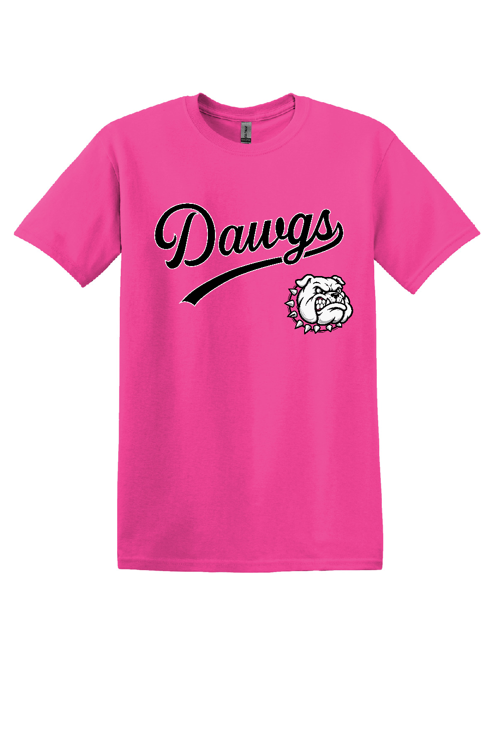 Dawgs Softball short sleeve pink T-shirt front only