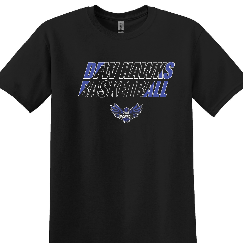 DFW HAWKS 2 Tone Basketball Black Short Sleeve Dri-Fit T-shirt