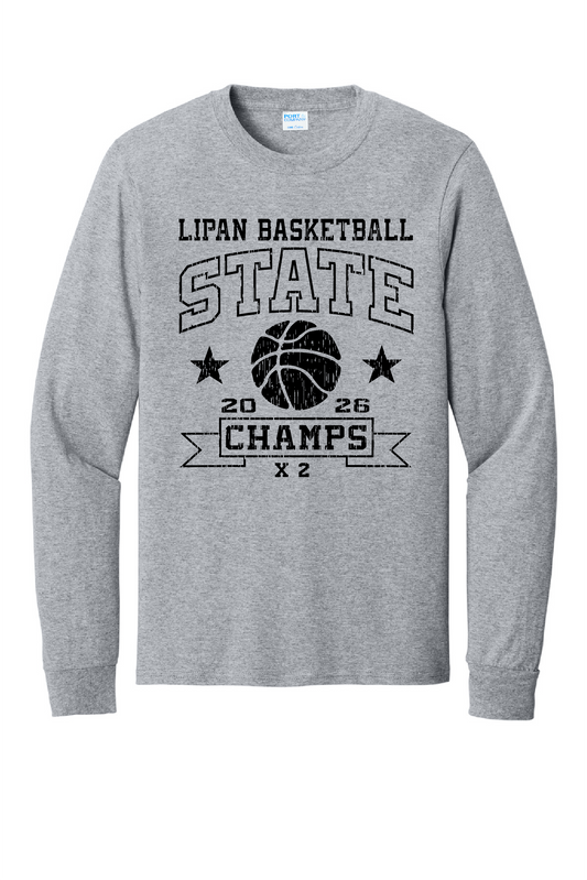 Lipan State Basketball - Old School - Athletic Grey- Short or Long Sleeve T-Shirt