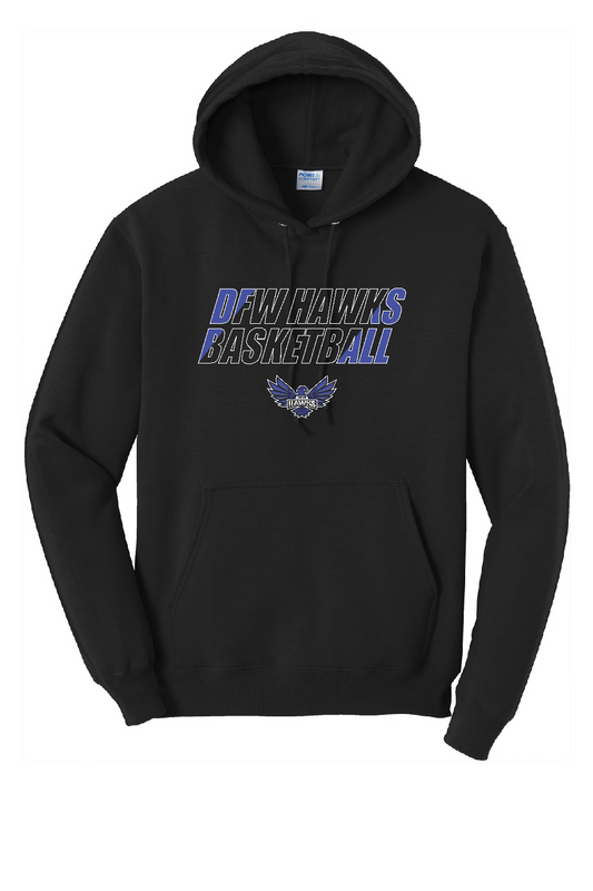 DFW HAWKS 2 tone Black Hooded Sweatshirt