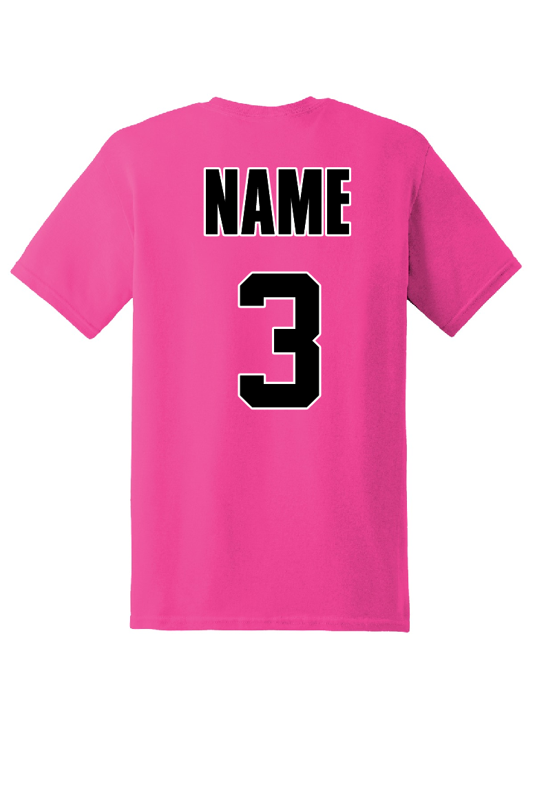 Dawgs Softball short sleeve pink T-shirt with # & name