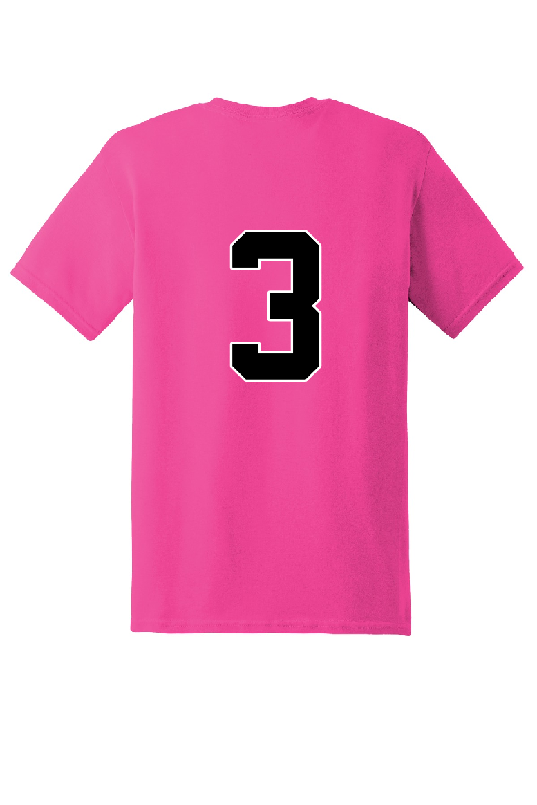 Dawgs Softball short sleeve pink T-shirt with #