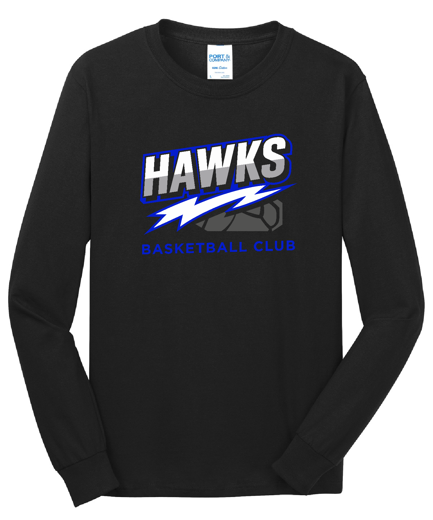 DFW HAWKS Bolt Black Long Sleeve Dri-Fit T-shirt