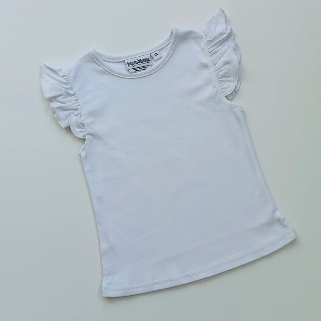 Knit Solid Flutter Sleeve Shirt - White