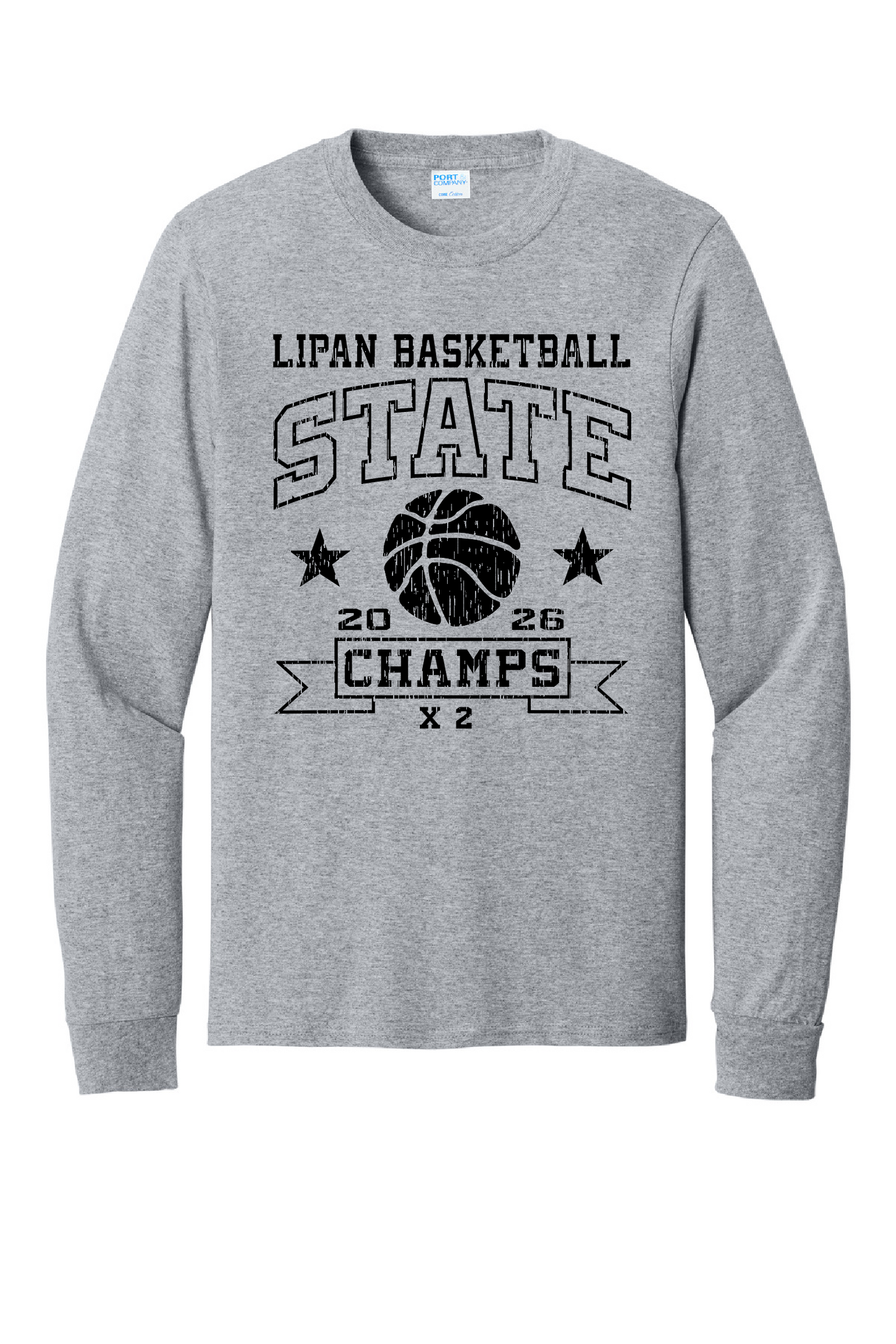 Lipan State Basketball - Old School - Athletic Grey- Short or Long Sleeve T-Shirt