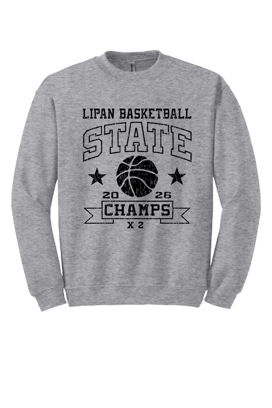 Lipan State Basketball - Old School Crewneck Athletic Heather